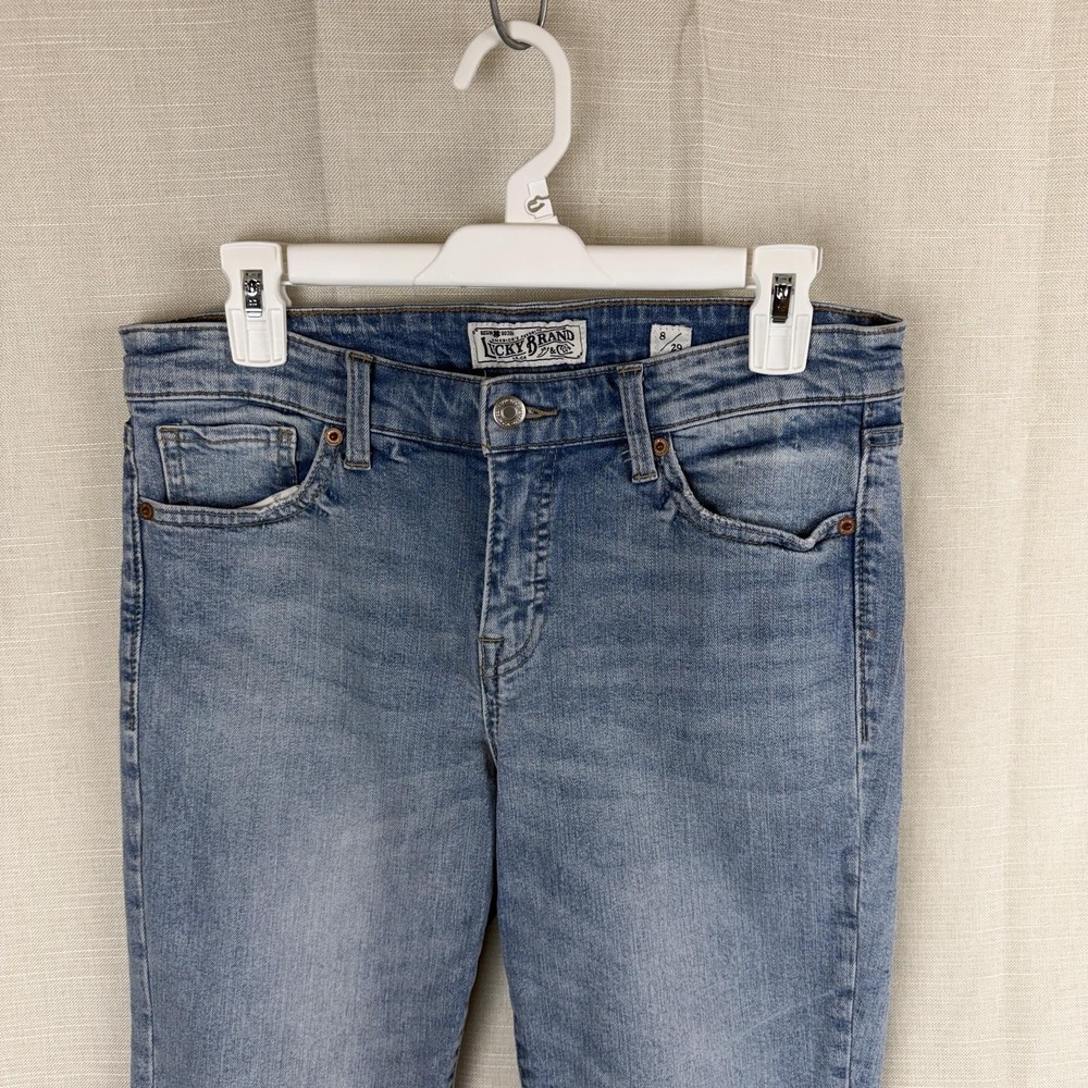 Lucky Brand Ava Crop Jeans Womens 8/29 Medium Wash Slim Raw Hem Stretch Denim - Picture 2 of 15